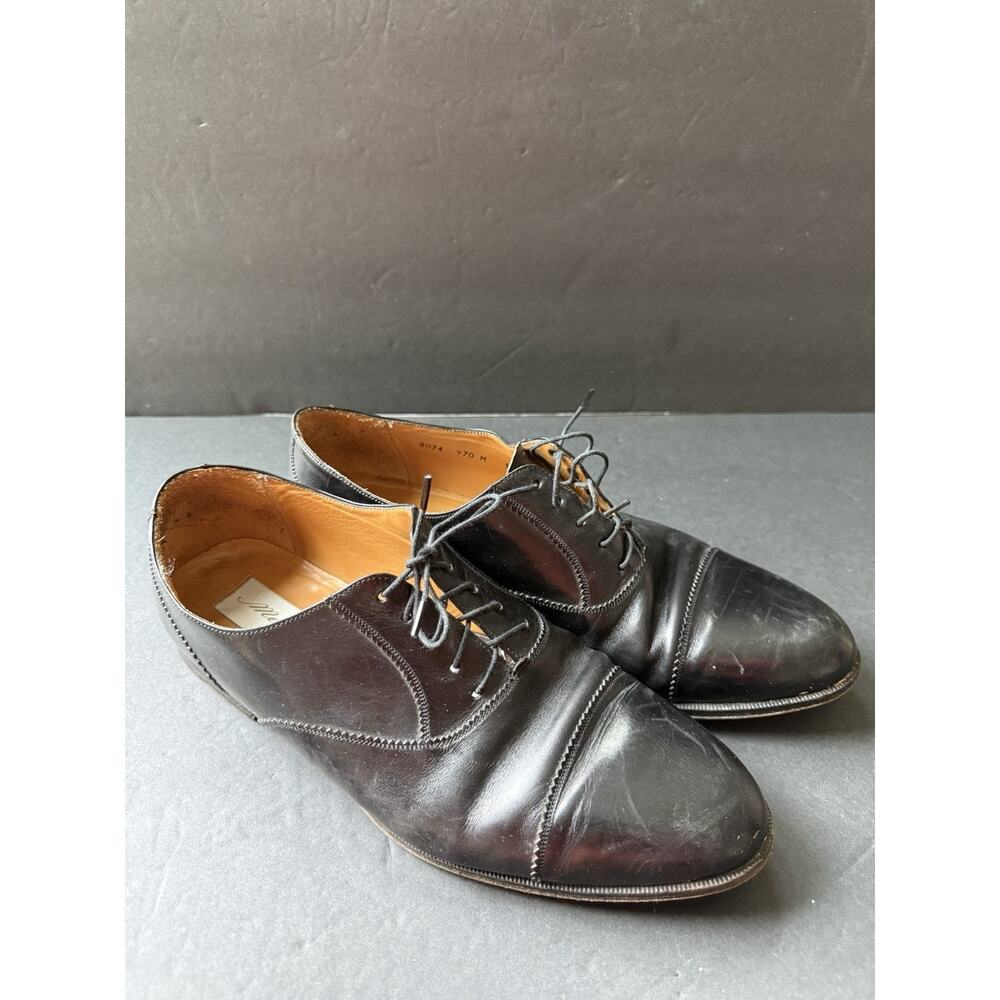 Mezlan Mens Leather Shoes Black Oxford Cap Toe Lace Up Size 11 Made In Spain